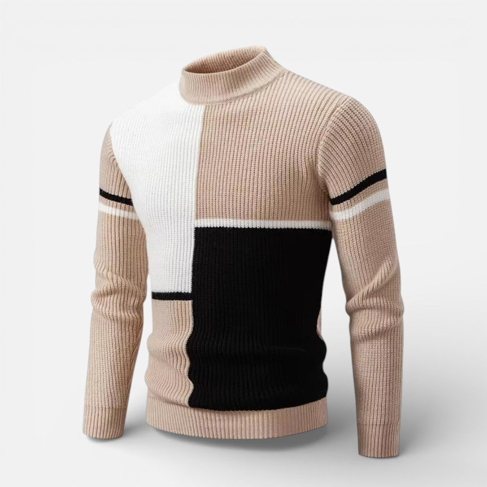 Herren Strickpullover aus Wollmischung mit modernem Muster