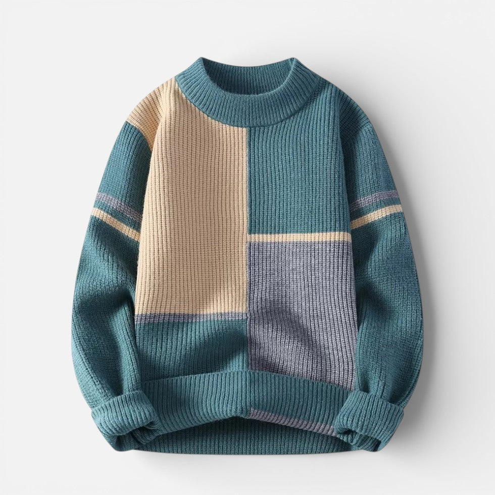 Herren Strickpullover aus Wollmischung mit modernem Muster