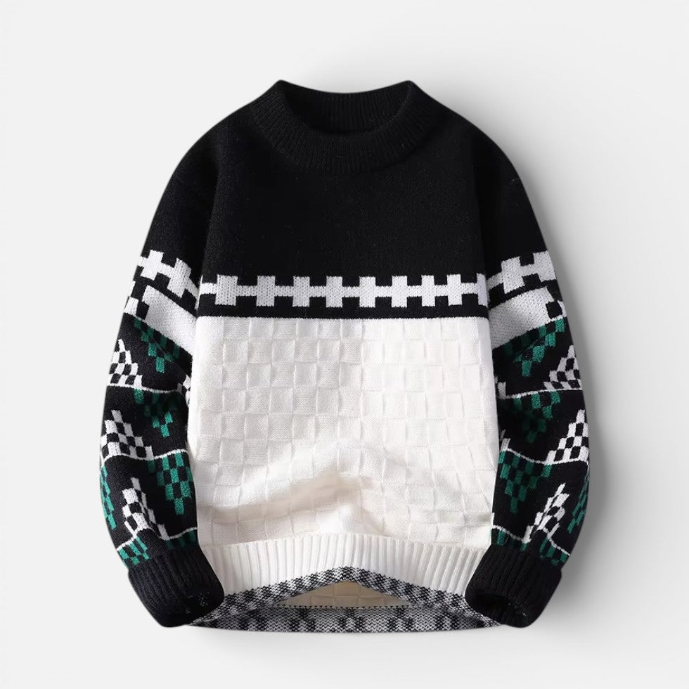 Herren Strickpullover aus Wollmischung mit strukturiertem Muster