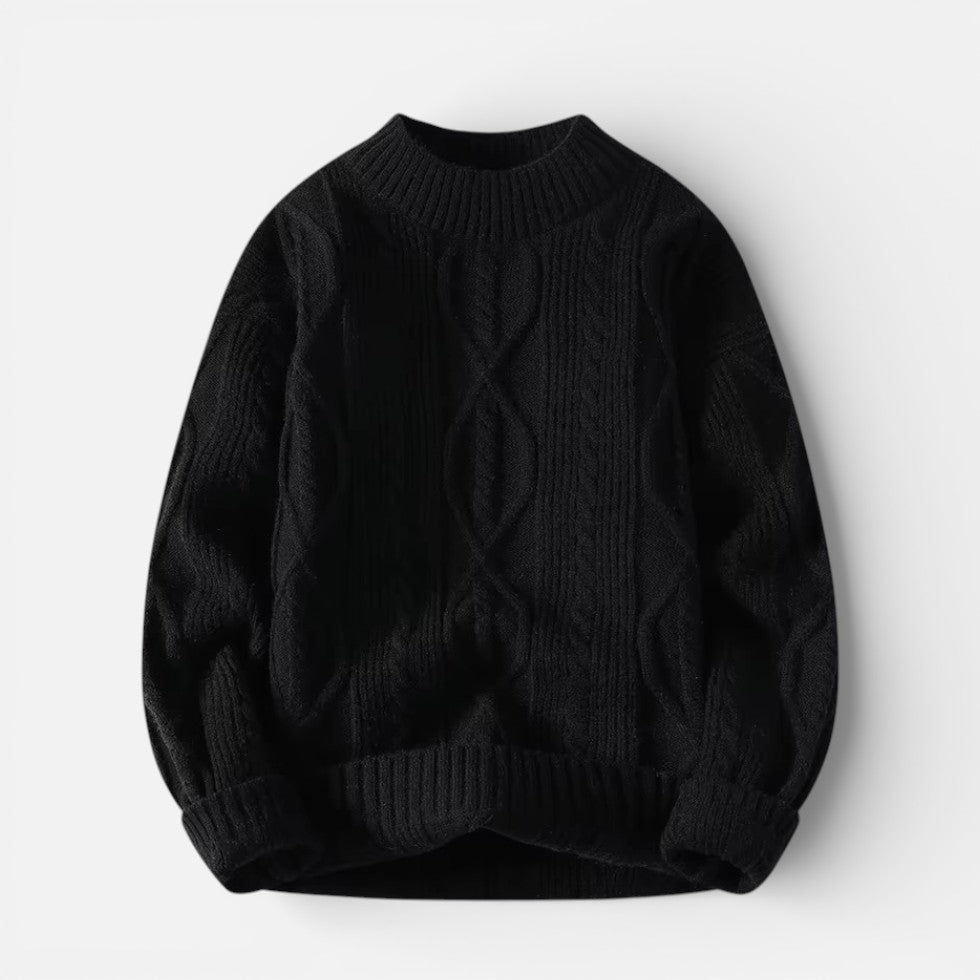 Herren Strickpullover aus Wollmischung mit Zopfmuster