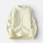 Herren Strickpullover aus Wollmischung mit Zopfmuster