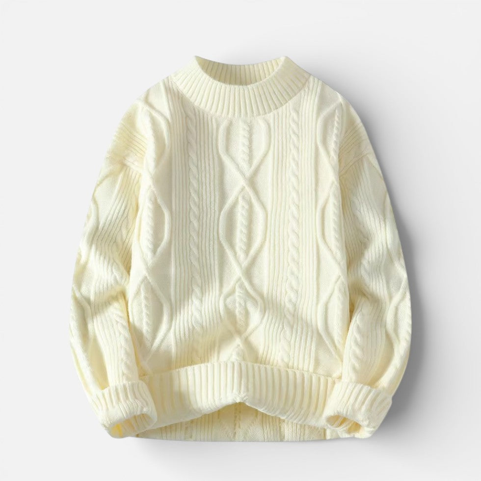 Herren Strickpullover aus Wollmischung mit Zopfmuster