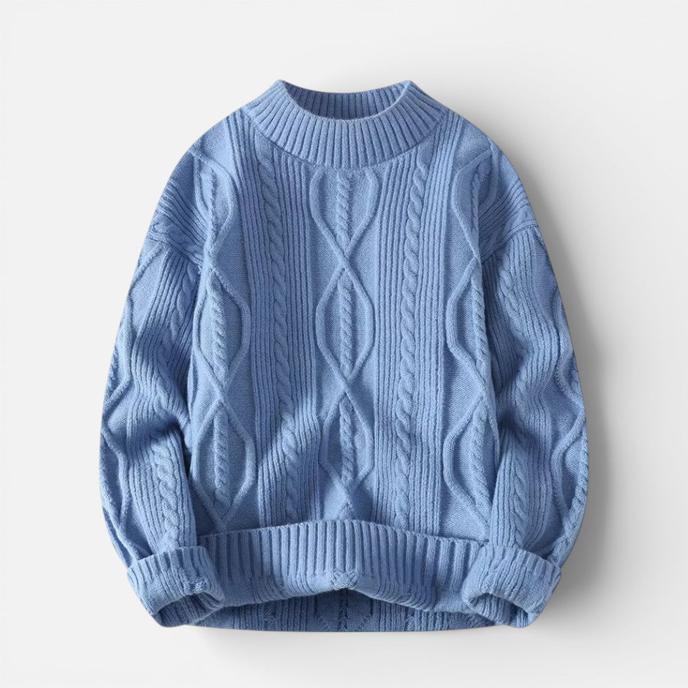 Herren Strickpullover aus Wollmischung mit Zopfmuster