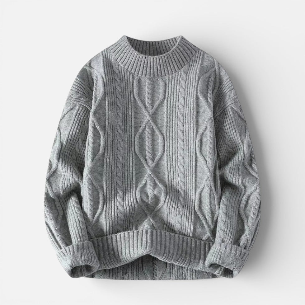 Herren Strickpullover aus Wollmischung mit Zopfmuster