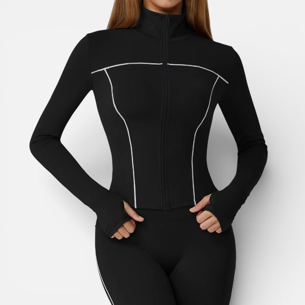 Women's sports jacket with long sleeves and zipper