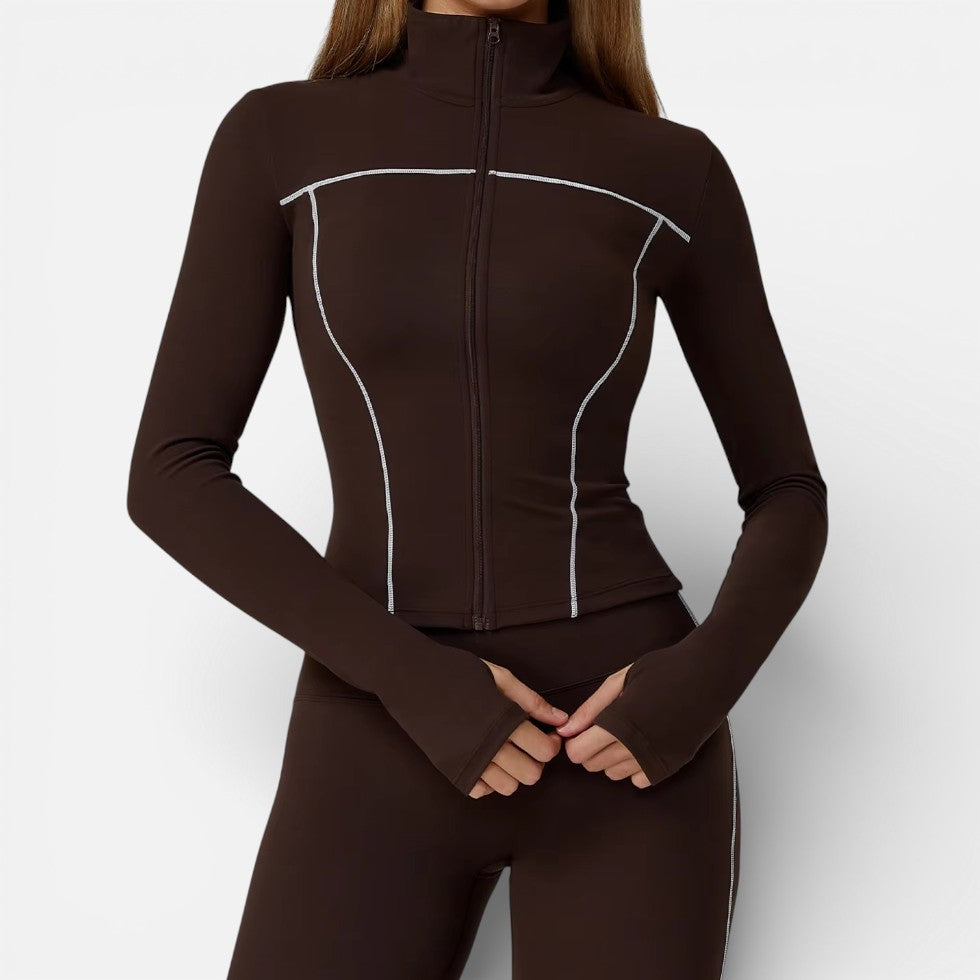 Women's sports jacket with long sleeves and zipper