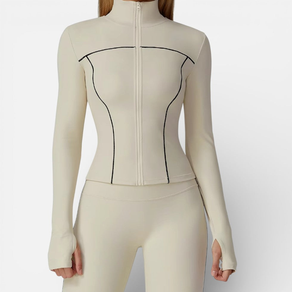 Women's sports jacket with long sleeves and zipper