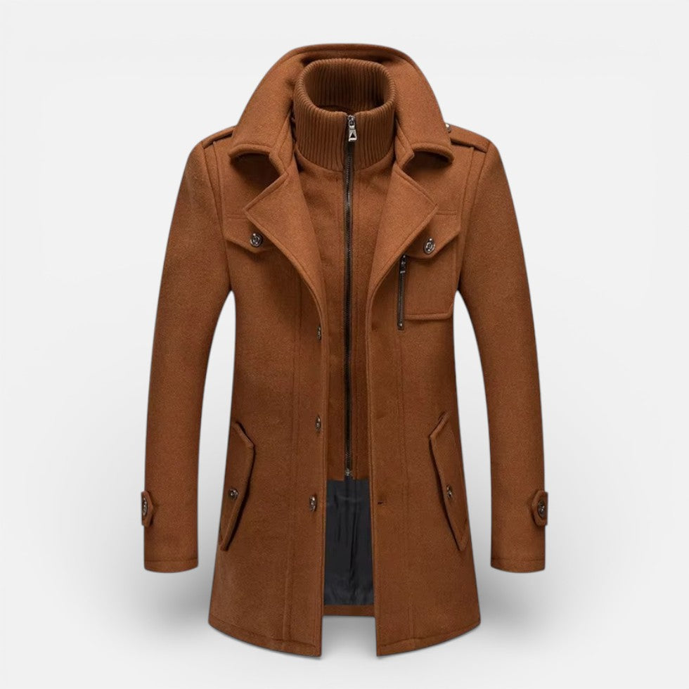 Herren Mantel mit Stehkragen und Reissverschluss