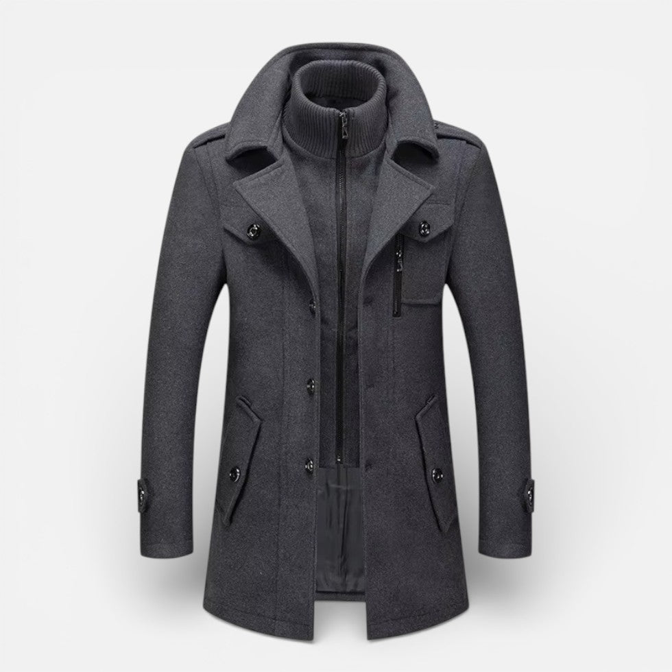 Herren Mantel mit Stehkragen und Reissverschluss