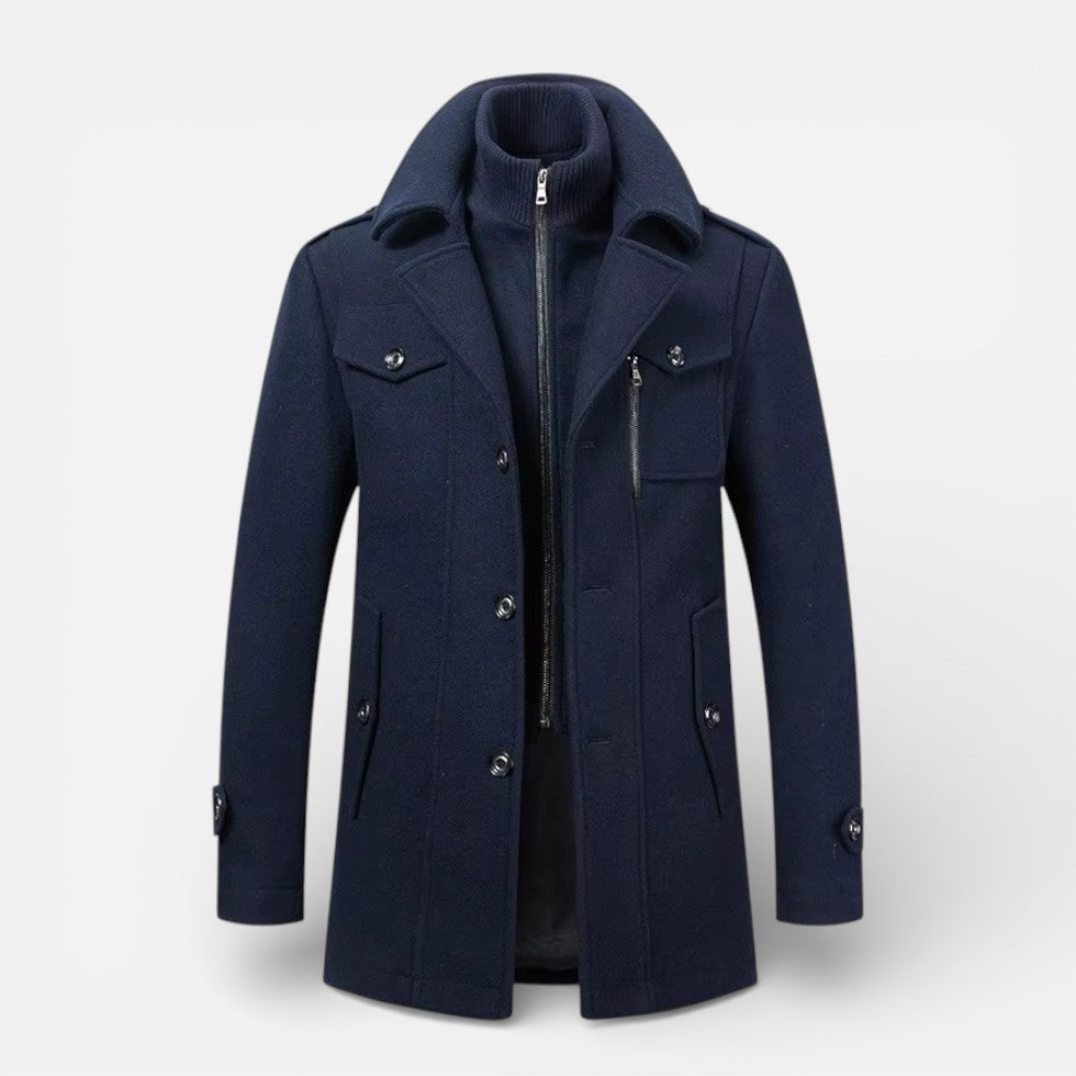 Herren Mantel mit Stehkragen und Reissverschluss
