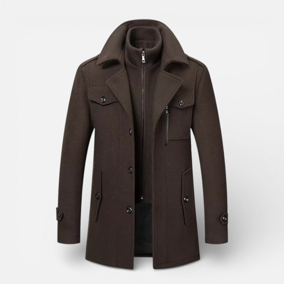 Herren Mantel mit Stehkragen und Reissverschluss