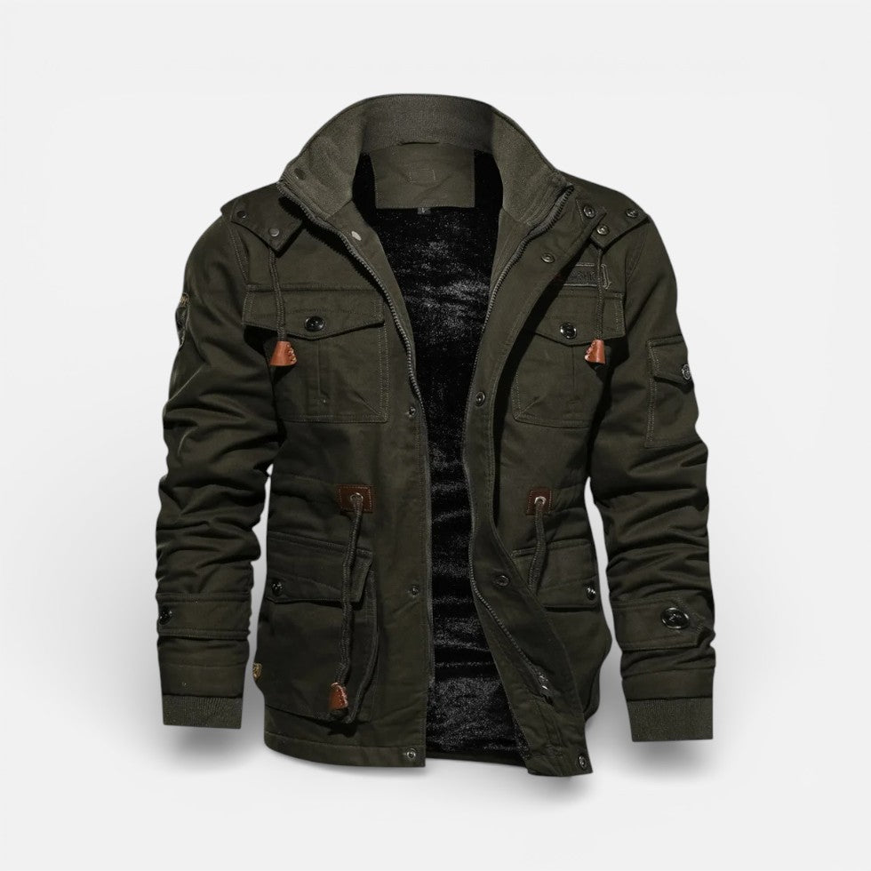 Herren Winterjacke mit Stehkragen und Knopfverschluss