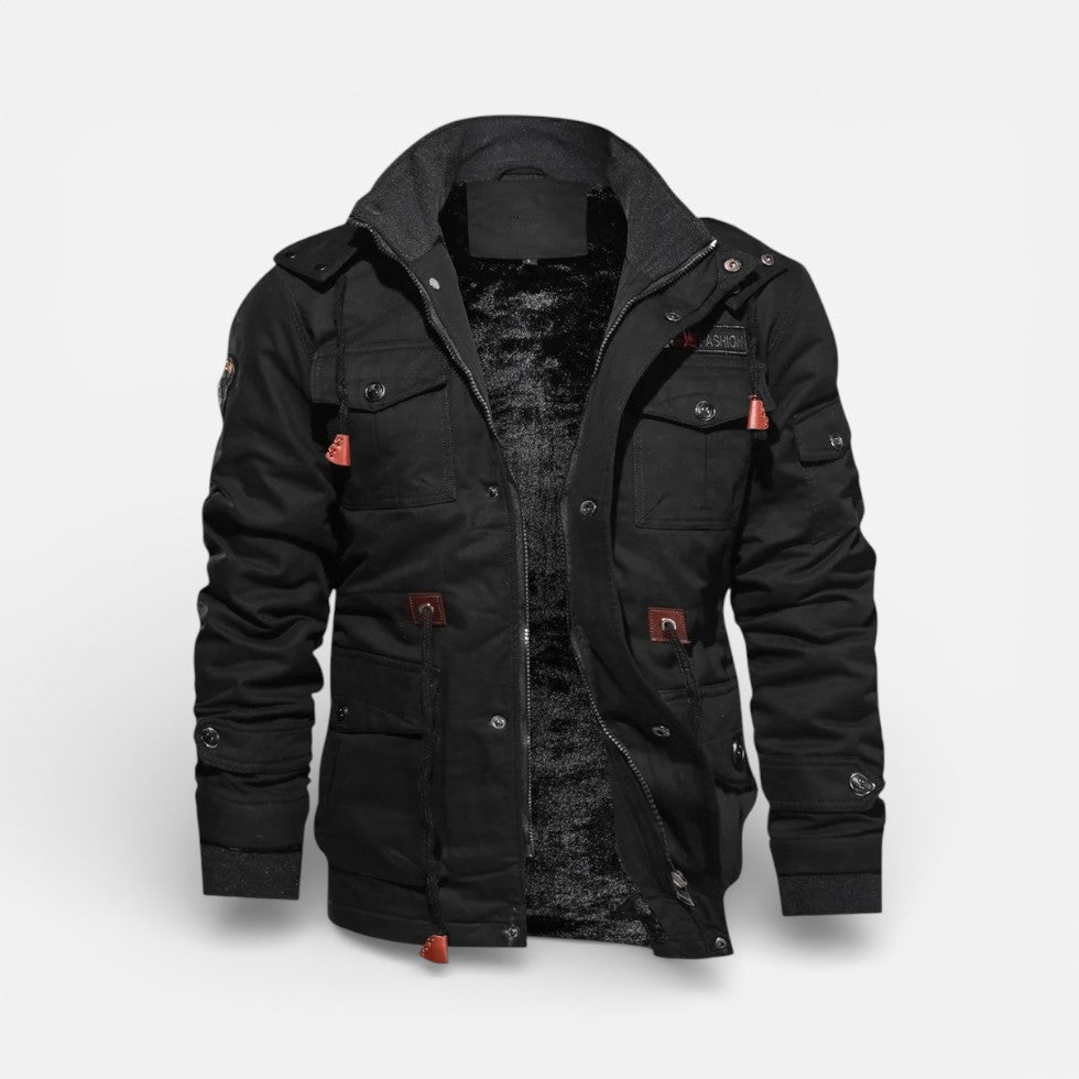 Herren Winterjacke mit Stehkragen und Knopfverschluss