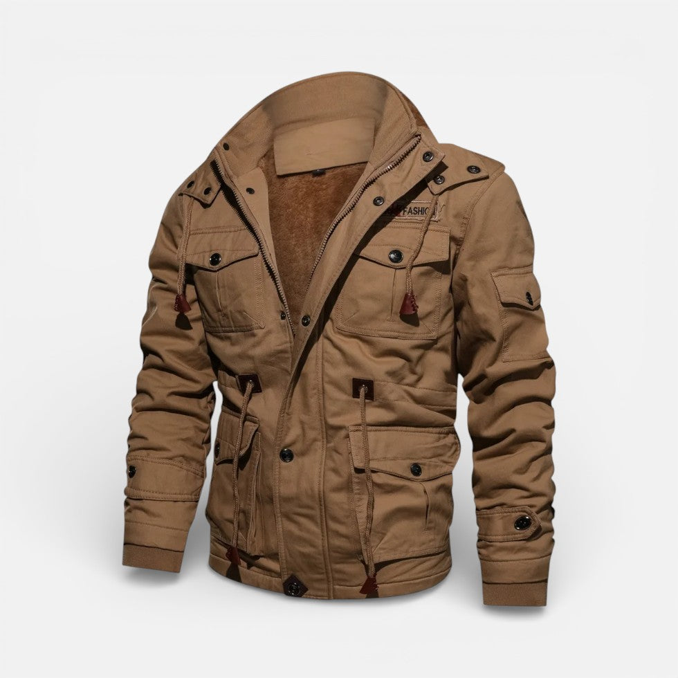 Herren Winterjacke mit Stehkragen und Knopfverschluss