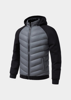 Herren Hybrid-Daunenjacke mit Kapuze und Frottee-Ärmeln – Steppjacke mit Samtfutter, Herbst Winter