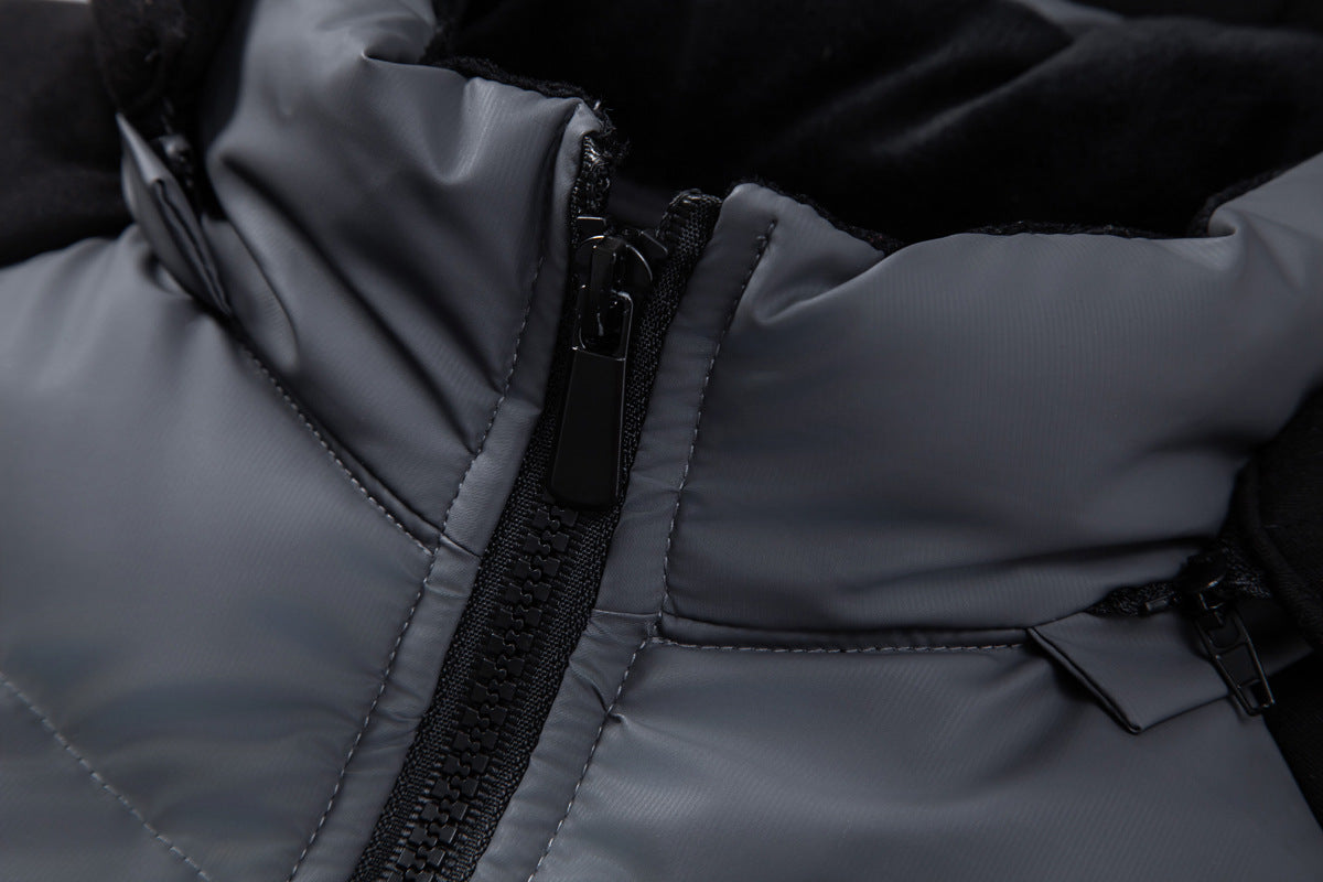 Herren Hybrid-Daunenjacke mit Kapuze und Frottee-Ärmeln – Steppjacke mit Samtfutter, Herbst Winter