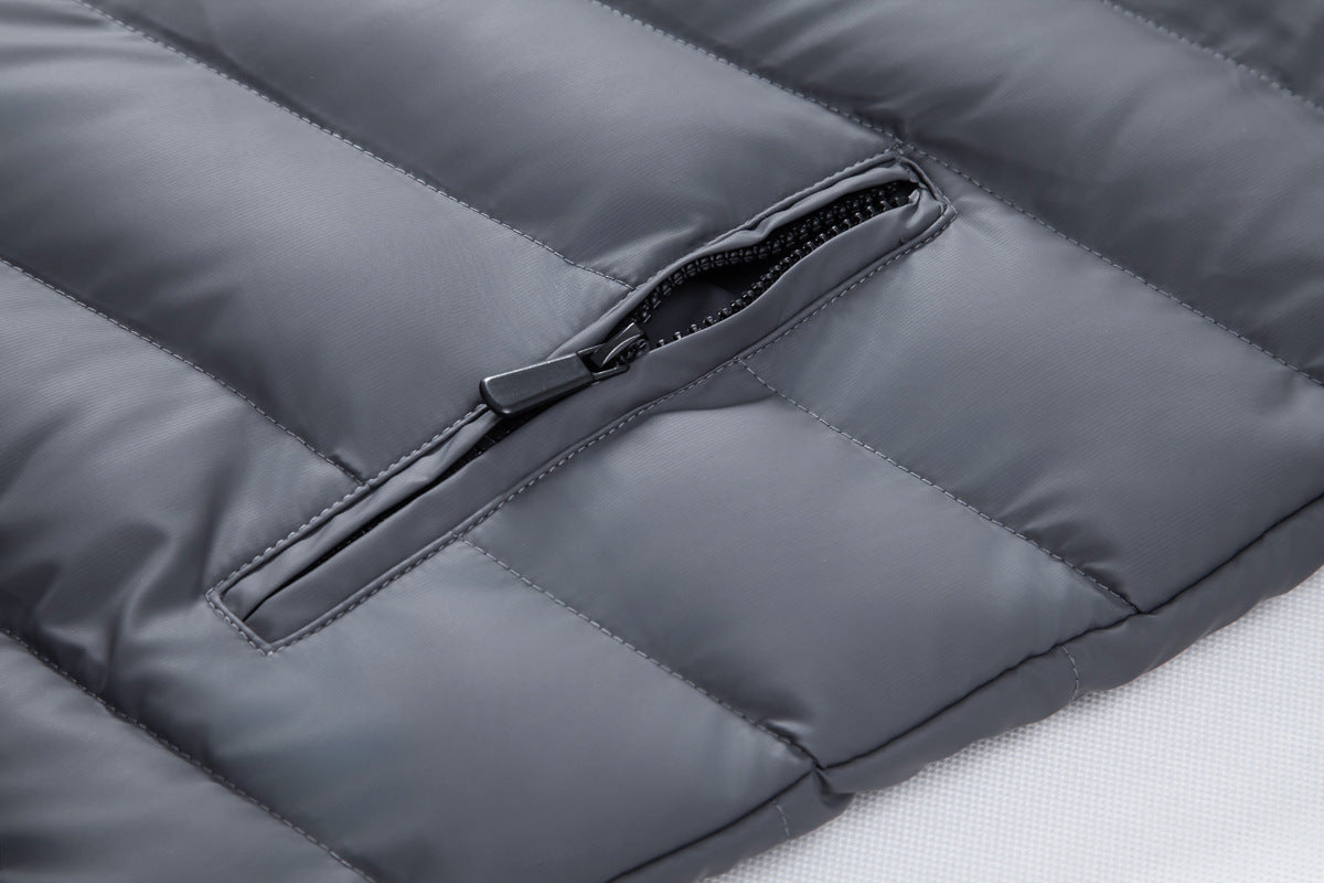 Herren Hybrid-Daunenjacke mit Kapuze und Frottee-Ärmeln – Steppjacke mit Samtfutter, Herbst Winter