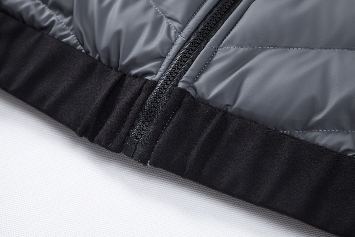 Herren Hybrid-Daunenjacke mit Kapuze und Frottee-Ärmeln – Steppjacke mit Samtfutter, Herbst Winter