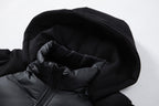 Herren Hybrid-Daunenjacke mit Kapuze und Frottee-Ärmeln – Steppjacke mit Samtfutter, Herbst Winter
