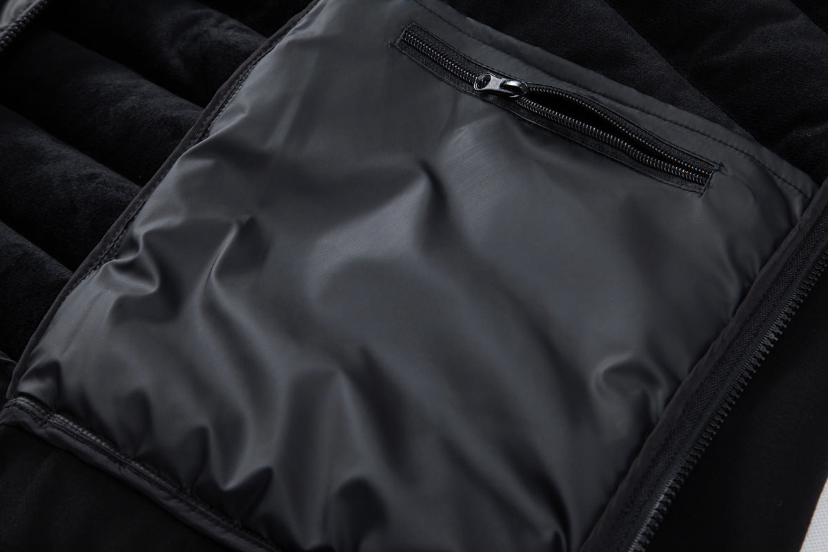 Herren Hybrid-Daunenjacke mit Kapuze und Frottee-Ärmeln – Steppjacke mit Samtfutter, Herbst Winter