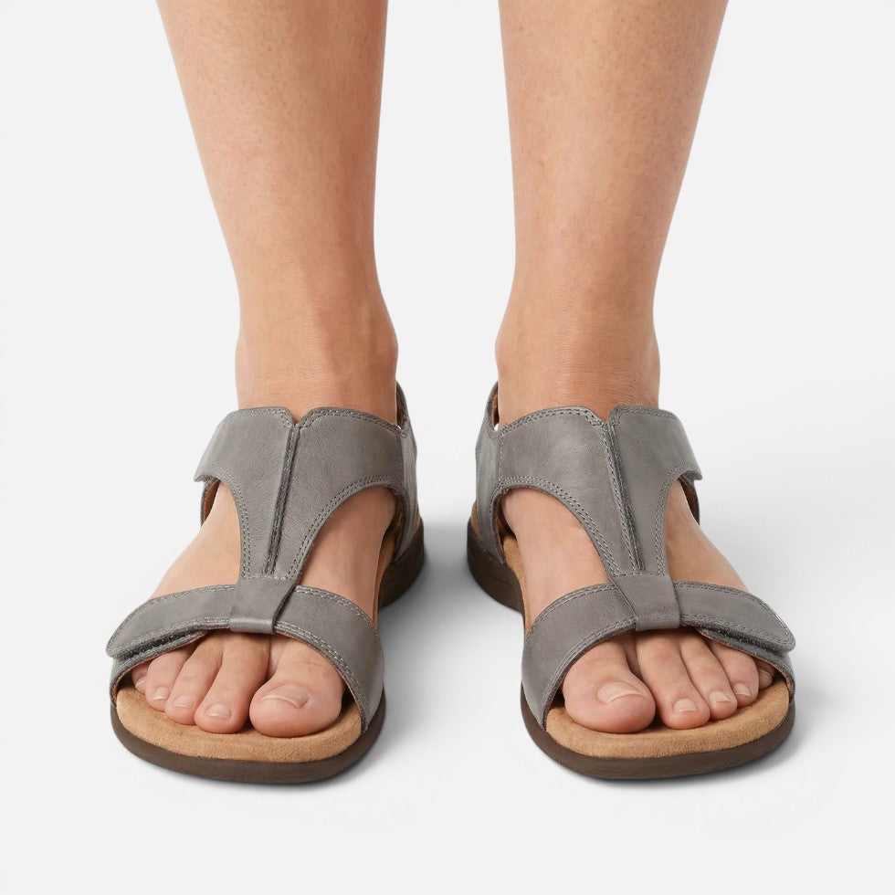 Orthopädische Sandalen Offene Zehen Klettverschluss Flach