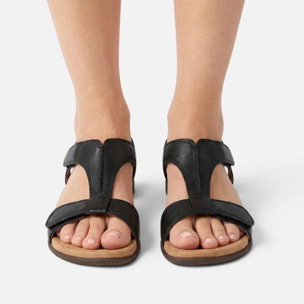 Orthopädische Sandalen Offene Zehen Klettverschluss Flach