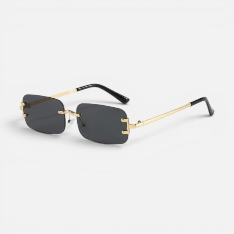 Randlos Sonnenbrille Rechteckige Form Metallgestell Getönte Gläser