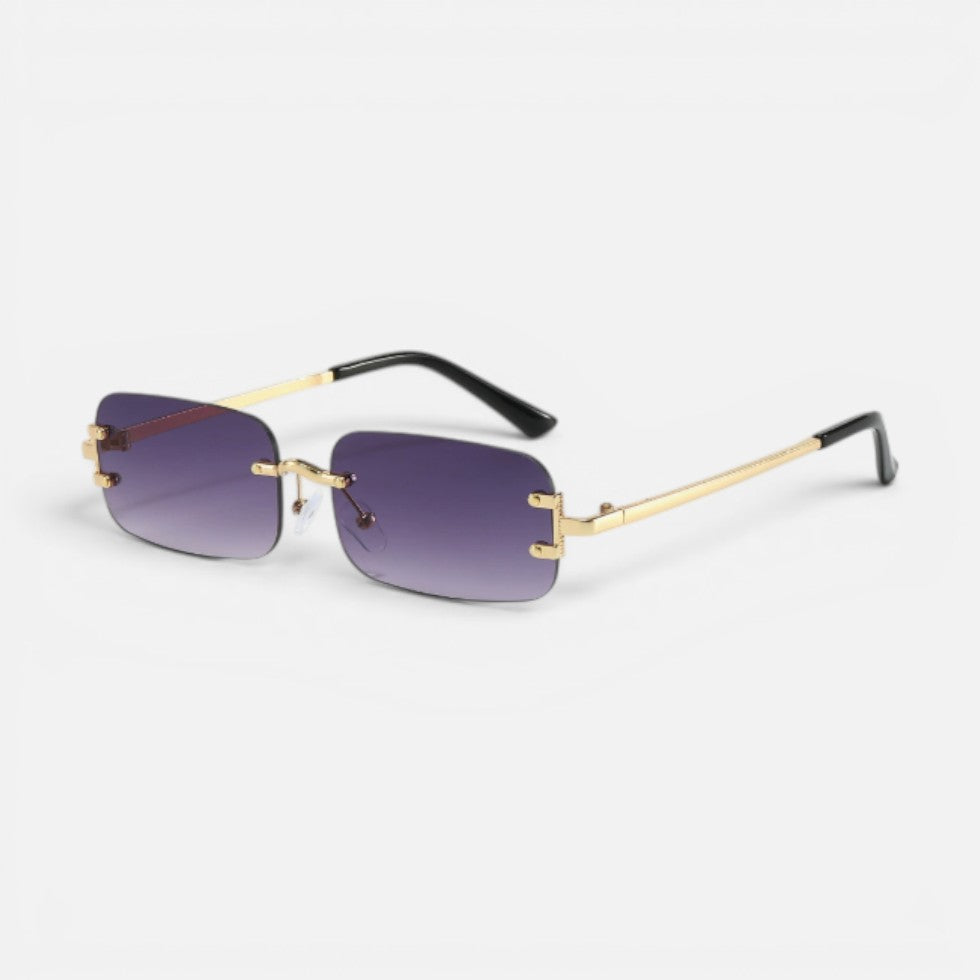 Randlos Sonnenbrille Rechteckige Form Metallgestell Getönte Gläser