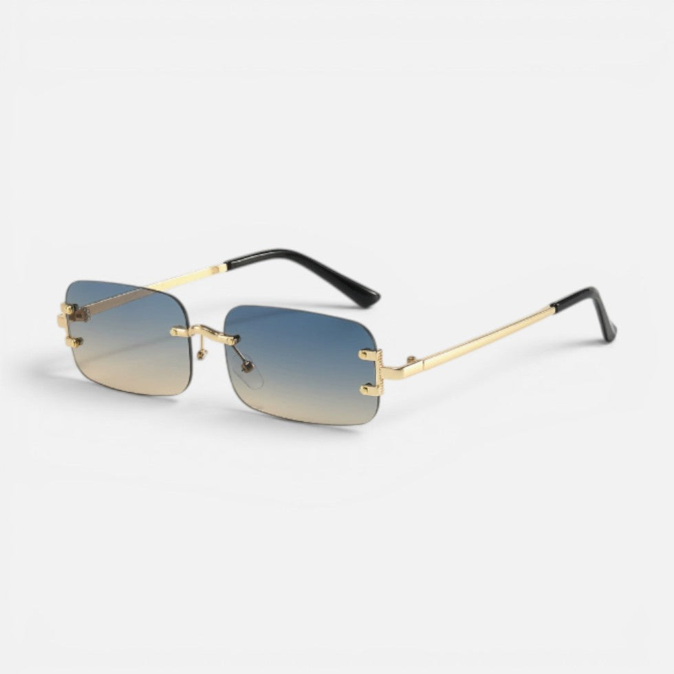 Randlos Sonnenbrille Rechteckige Form Metallgestell Getönte Gläser
