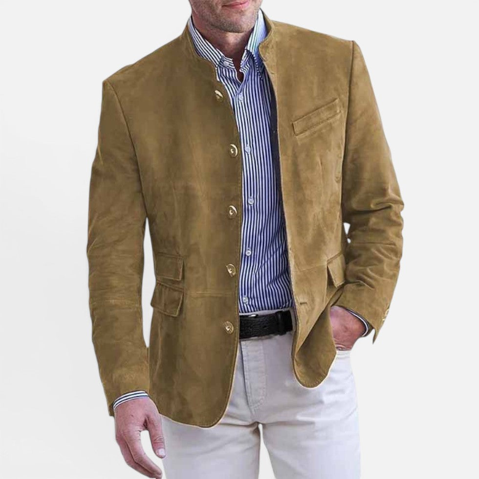 Herren Stehkragenjacke aus glattem Webstoff