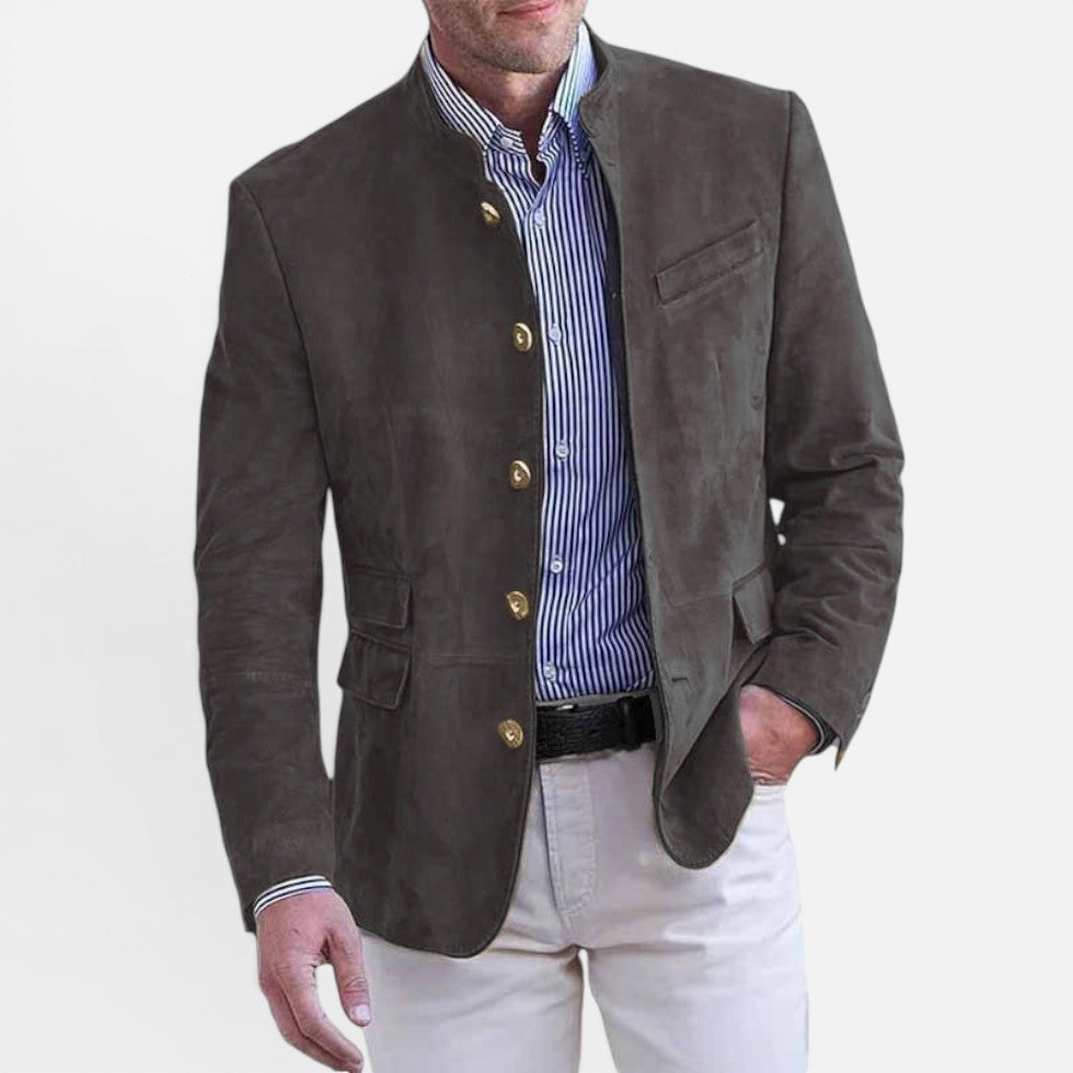 Herren Stehkragenjacke aus glattem Webstoff