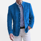 Herren Stehkragenjacke aus glattem Webstoff