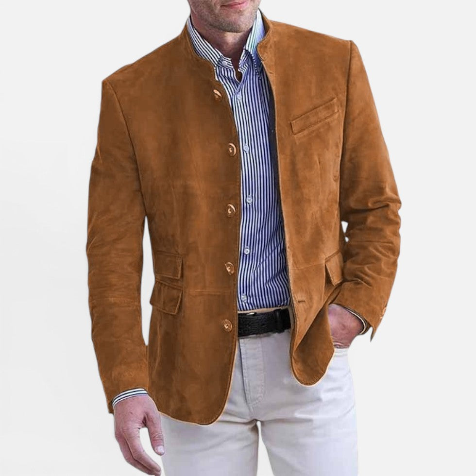 Herren Stehkragenjacke aus glattem Webstoff