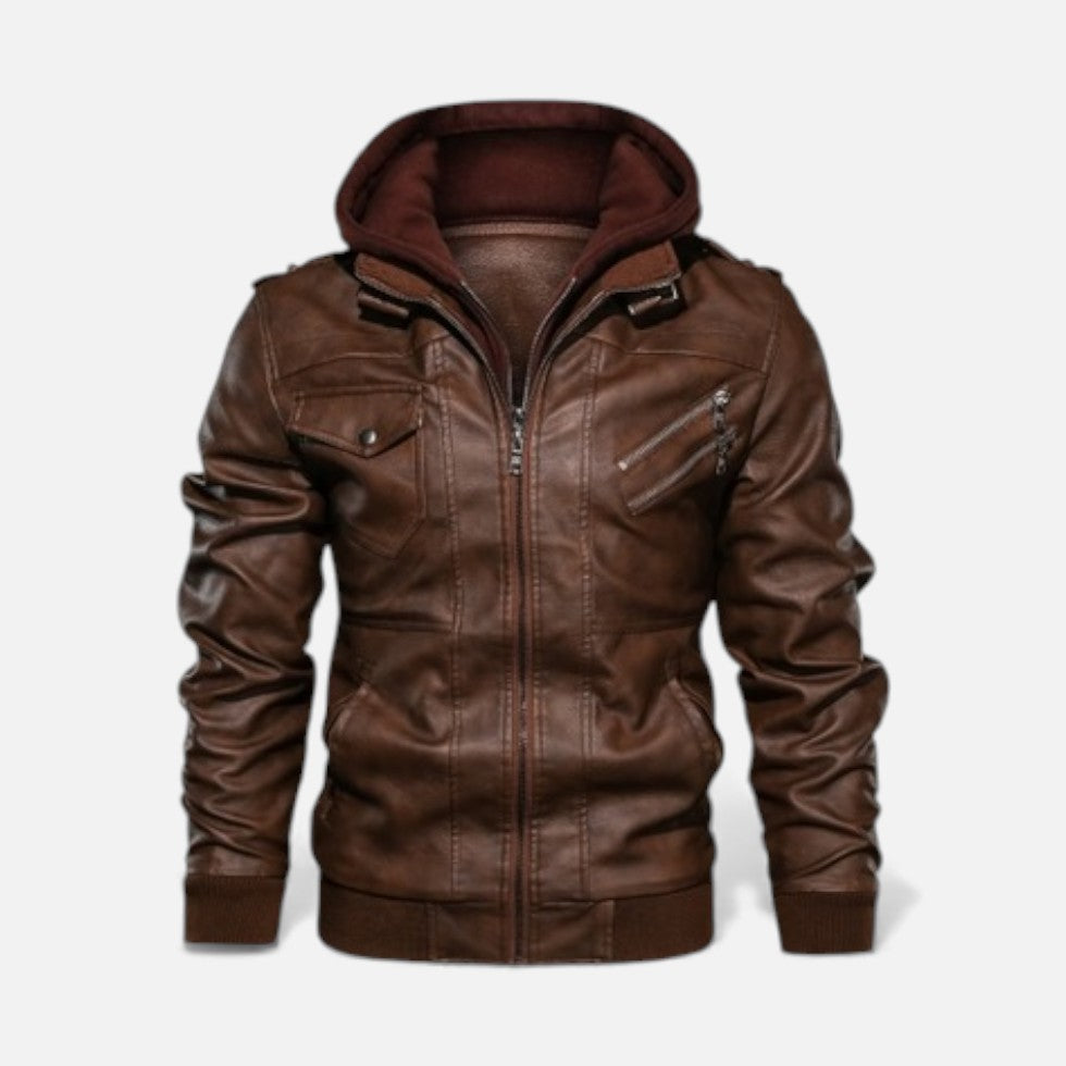 Kunstlederjacke mit Kapuze für Herren