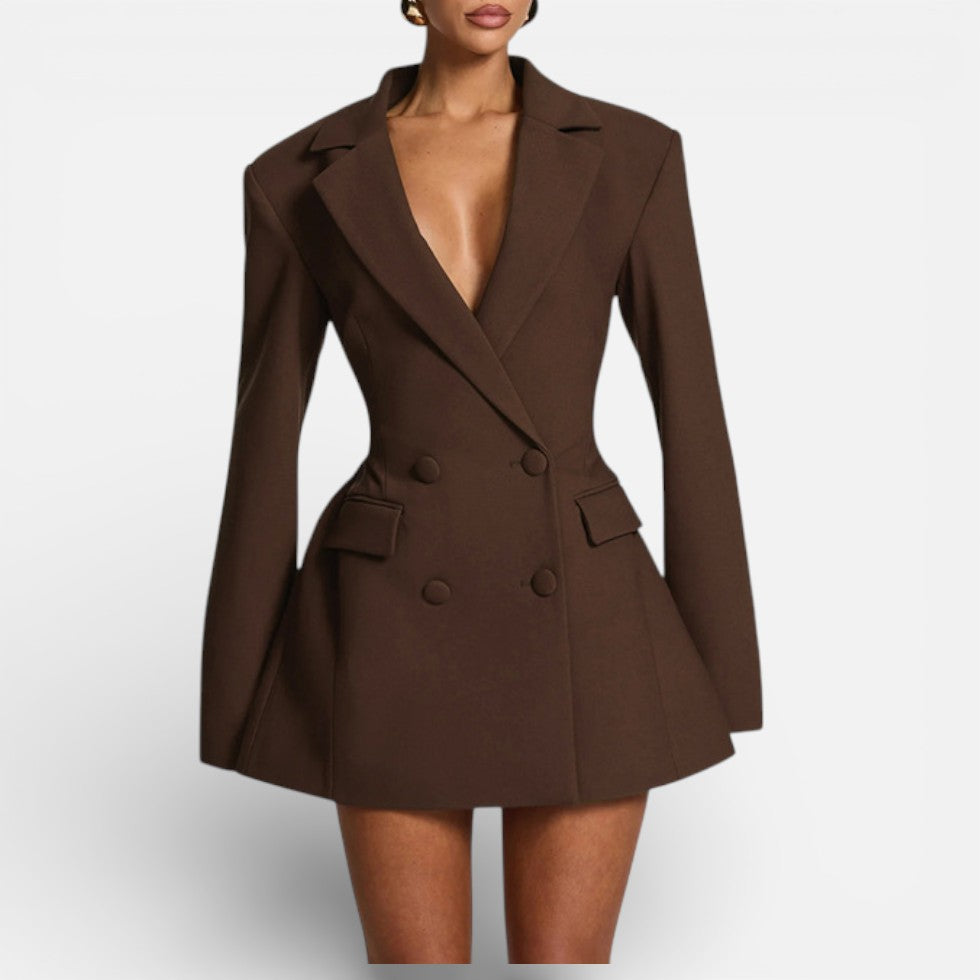 Taillierter Damen Blazer im Kleid Stil mit Revers