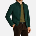 Herren Stehkragenjacke aus glattem Webstoff