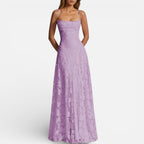 Women's maxi dress with spaghetti straps and flared skirt