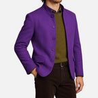 Herren Stehkragenjacke aus glattem Webstoff