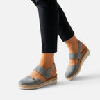 Orthopedic Espadrille Slingback Keilschuhe Stoff Komfortsohle