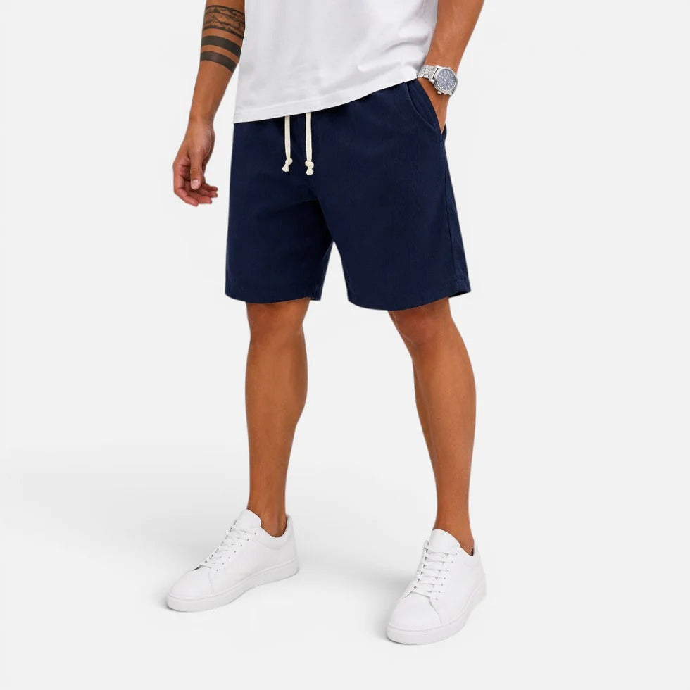 Shorts mit Kordelzug Strukturstoff Kniekurz