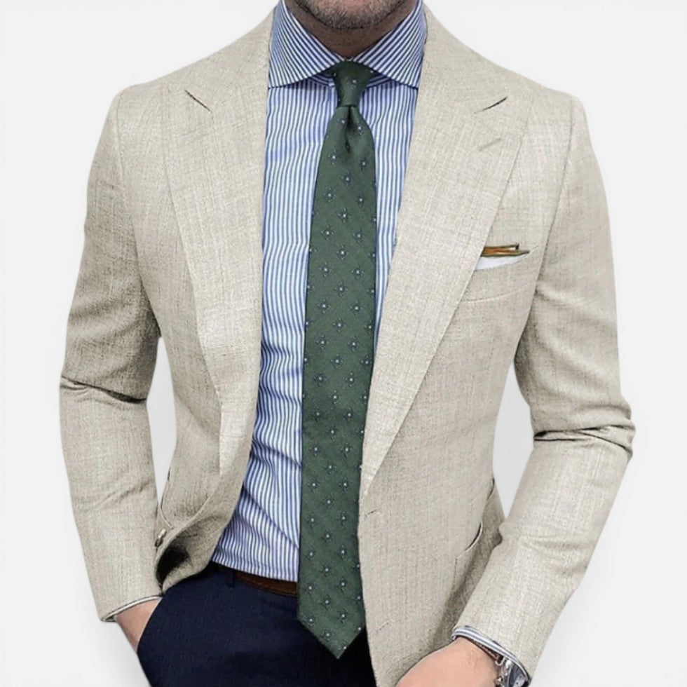 Blazer til mænd med revers og knaplukning