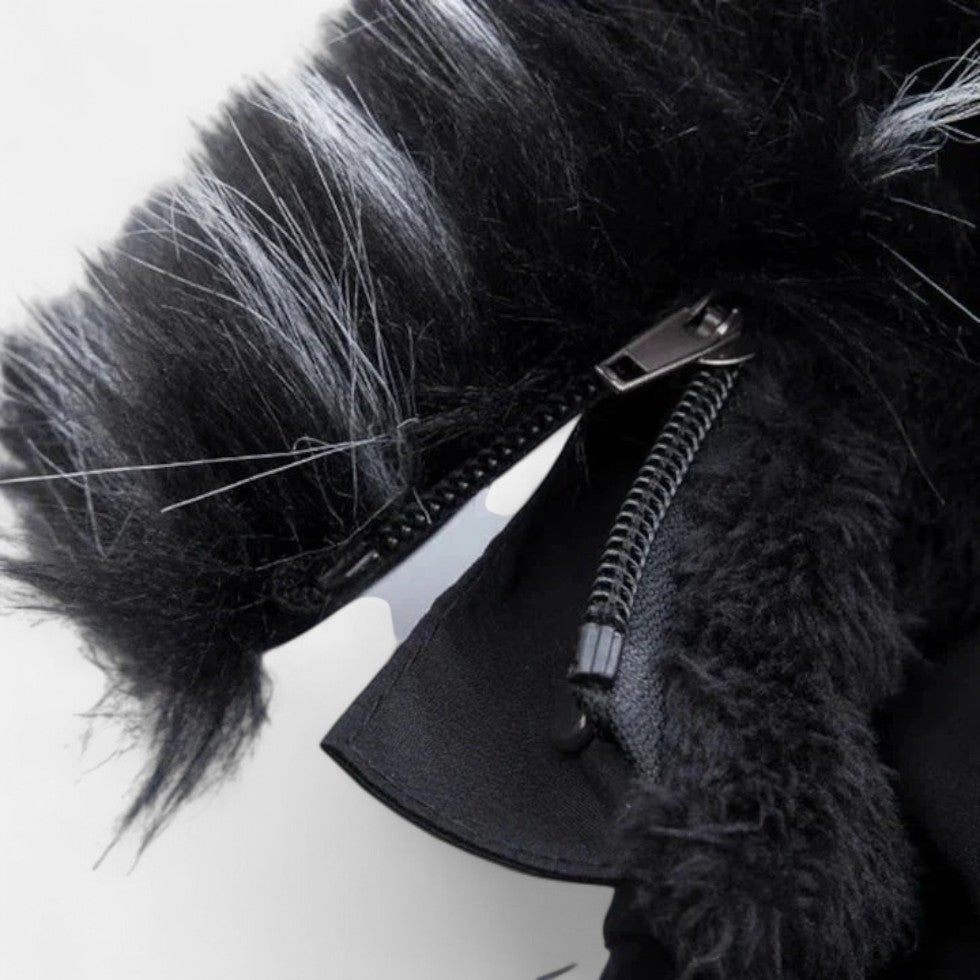 Men's winter jacket with hood and faux fur collar