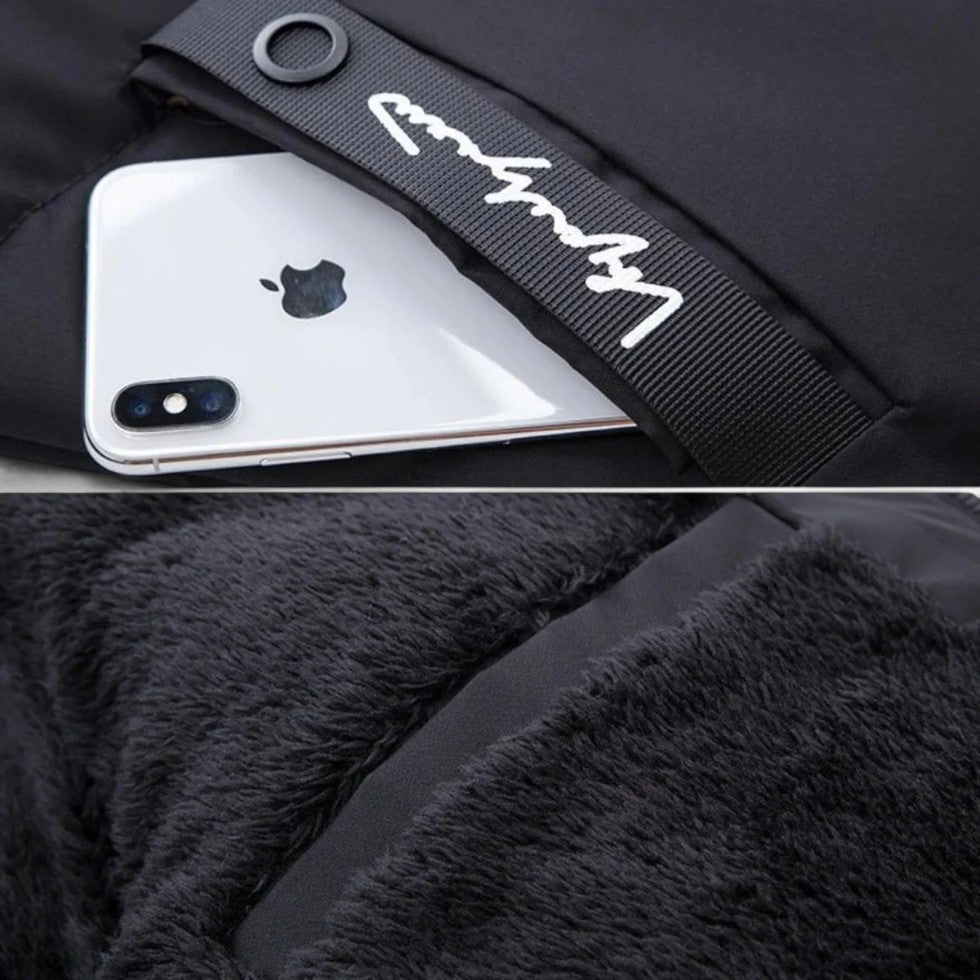 Herren Winterjacke mit Kapuze und Kunstfellkragen