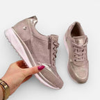 Damesneakers med lynlås og snørebånd