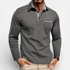 Herren Langarm Polohemd mit Kragen und Knopfleiste