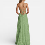 Women's maxi dress with spaghetti straps and flared skirt