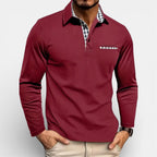 Herren Langarm Polohemd mit Kragen und Knopfleiste