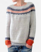 Strickpullover mit mehrfarbigem Norwegermuster