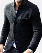 Strukturierte Wolljacke mit Knopfleiste für Herren
