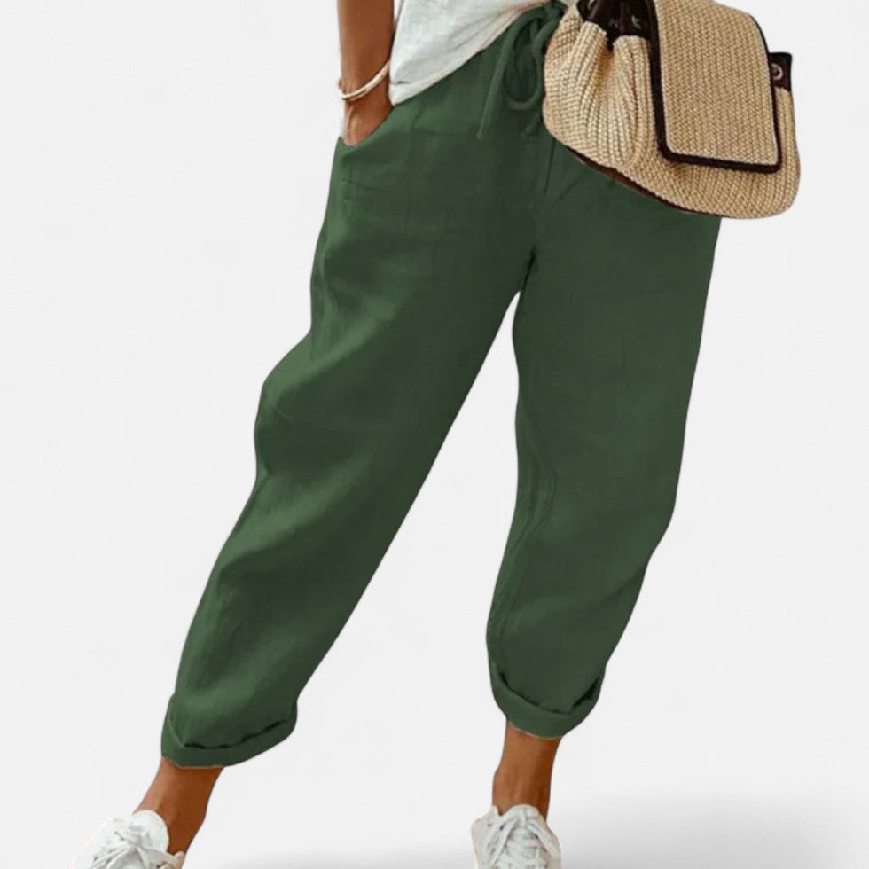 Leichte Leinenhose mit elastischem Bund